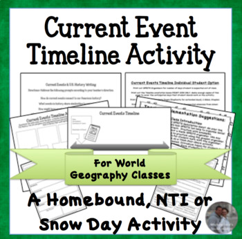 Preview of Current Events and World Geography Review Timeline Activity Ideal for Homebound