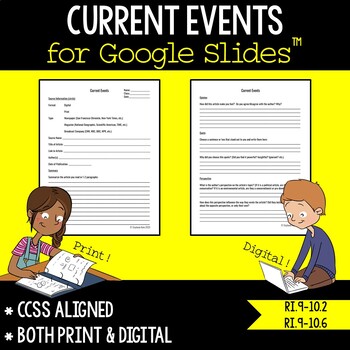 Preview of Current Events for Google Slides - Print & Digital - Distance Learning