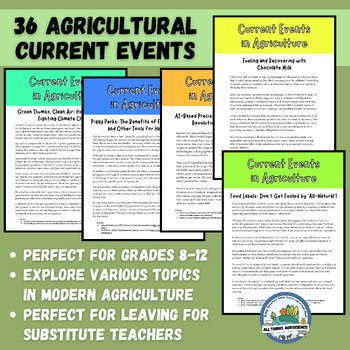 Preview of Current Events for Middle and High School Intro to Agriculture