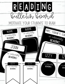 Preview of Currently Reading Interactive Bulletin Board - Five Design Options *EDITABLE*