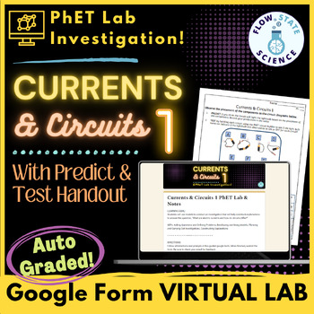 Preview of Currents & Circuits 1 PhET Lab | Self-Grading Google Form | Digital & Printable
