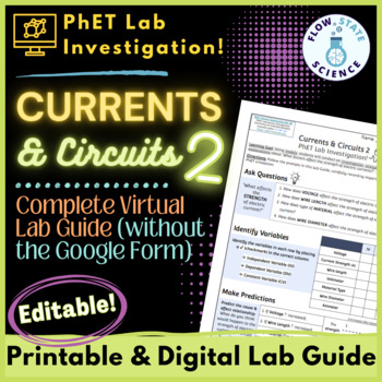 Preview of Currents & Circuits 2 PhET Lab | Complete Interactive Virtual Lab Guide with Key