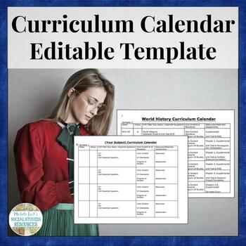 Preview of Curriculum Calendar or Pacing Map Editable Template
