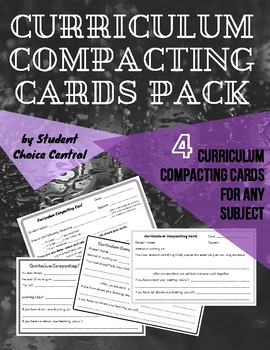 Preview of Curriculum Compacting Cards Pack - Differentiation / Gifted - DollarSale