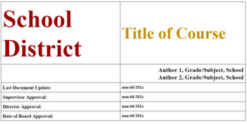 Preview of Curriculum Document Template