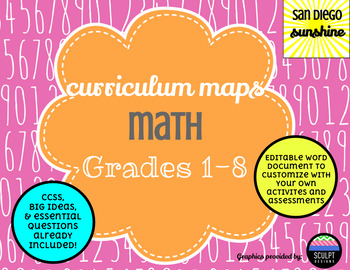 Preview of Curriculum Map Common Core Math Grades 1 to 8