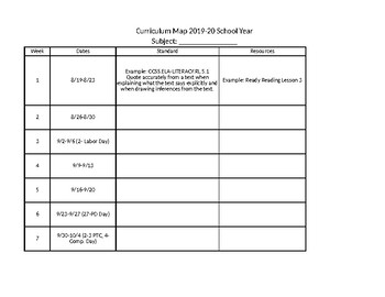 Preview of Curriculum Map Template EDITABLE