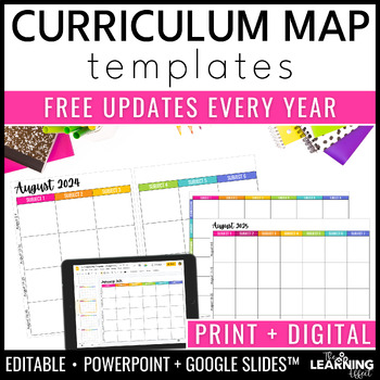 Preview of Curriculum Map & Pacing Guide Templates | Editable School Year Planning Calendar