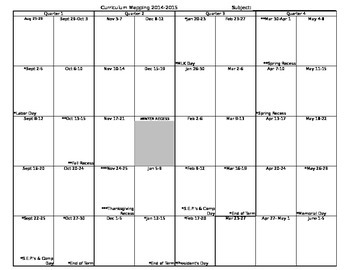 Preview of Curriculum Mapping at a Glance- Excel Version