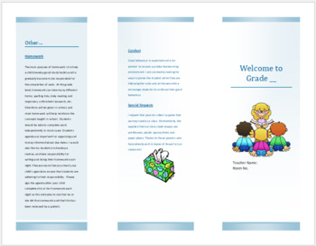 Preview of Curriculum Night Pamphlet/Brochure for Parents (Editable)