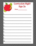 Curriculum Night Sign in Sheet and water bottle wraps Pre-