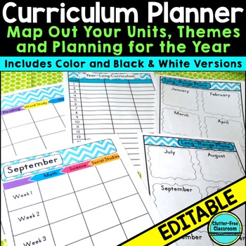 Preview of Curriculum Planning Calendar & Templates EDITABLE {Maps,Pacing,Long-Range Plans}