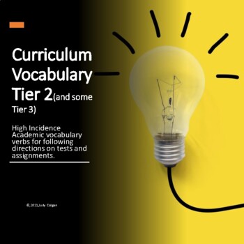 Preview of Curriculum Vocabulary Test-Taking terms. Tier 2; Vocab Strategies, Carryover Act