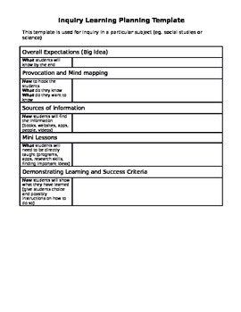 Preview of Curriculum-based Inquiry Learning Template