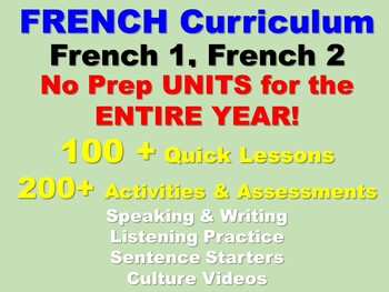 Preview of Curriculum for French 1, French 2: Full Year!