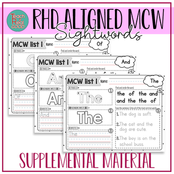 Preview of Curriculum inspired MCW packet/Most common words/sight words/handwriting/reading
