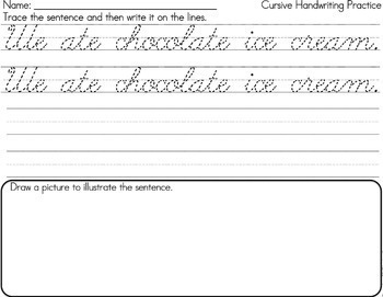 cursive handwriting practice with writing sentences by lindsay keegan