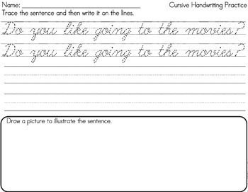 cursive handwriting practice with writing sentences by lindsay keegan