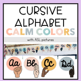 Cursive ASL Alphabet Calm Colors