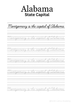 Preview of Cursive Alabama state capital.