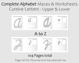 Cursive Alphabet Bundle (A to Z) Mazes & Activity Sheets -