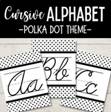 Cursive Alphabet Cards w/ ASL - Black and White Polka Dot Theme