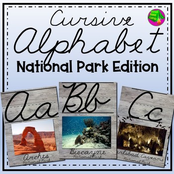 Preview of Cursive Alphabet Cards National Parks