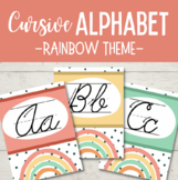 Cursive Alphabet Cards - Rainbow Boho Theme