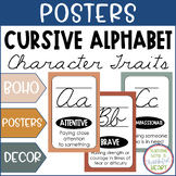 Cursive Alphabet Character Trait Posters - Boho Theme