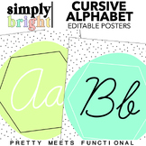 Cursive Alphabet | EDITABLE | Bright | Pastel | Classroom Decor
