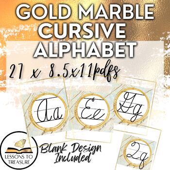Preview of Cursive Alphabet Gold Marble Wall Classroom