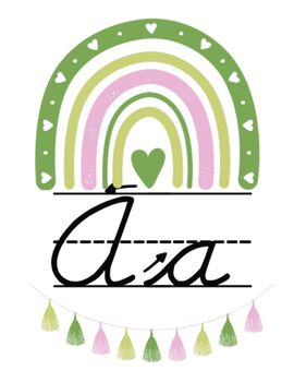 Preview of Cursive Alphabet Green and Pink Rainbow