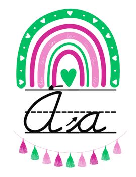 Preview of Cursive Alphabet Hot Pink and Green Rainbow