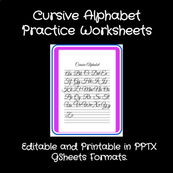 Preview of Cursive Alphabet Letter Worksheets