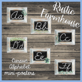 Cursive Alphabet Mini-Posters - RUSTIC FARMHOUSE Themed