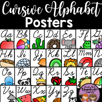 Preview of Cursive Alphabet Posters - Classroom Decor for Back to School