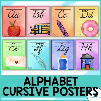 Cursive Alphabet Posters - Rainbow Watercolor Classroom Decor | TPT