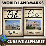 Cursive Alphabet Posters World Landmarks and Monuments