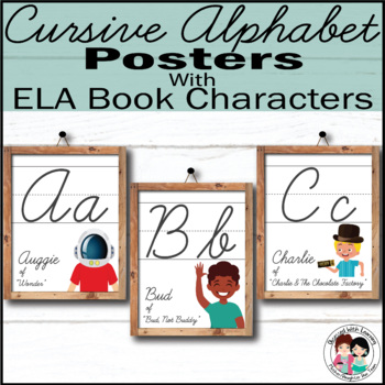 Preview of Cursive Alphabet Posters, Alphabet Bulletin Board, Farmhouse Classroom Décor