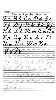 Preview of Cursive Alphabet Practice Sheets ENGLISH & SPANISH (with letter Ñ)