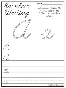 Cursive Alphabet Rainbow Writing Worksheets. 1st-3rd Grade Handwriting