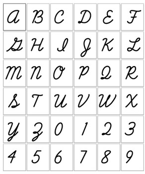 digital stamp bold cursive alphabet upper lowercase 3 high