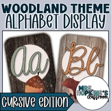 Cursive Alphabet Cards in Woodland Theme Classroom Decor w