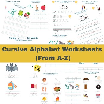 Preview of Cursive Alphabet Worksheets (From A-Z)