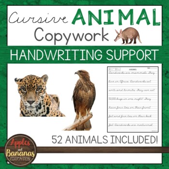 Preview of Cursive Animal Copywork - Handwriting Practice