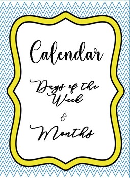 Preview of Cursive Calendar Cards with Days, Months, and Years