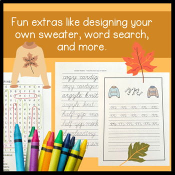 Cursive Copywork | Beginners Cursive Handwriting | Seasons: Fall Sweater  Weather