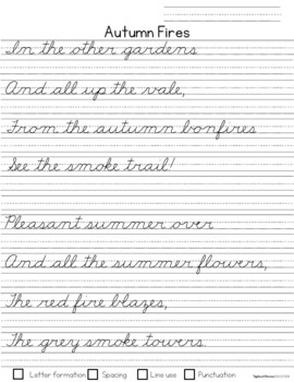 Cursive Copywork - Poetry Handwriting Practice by Apples and Bananas