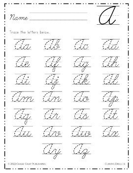 Cursive Drills *Sample* - Letter A (uppercase & lowercase) | TPT