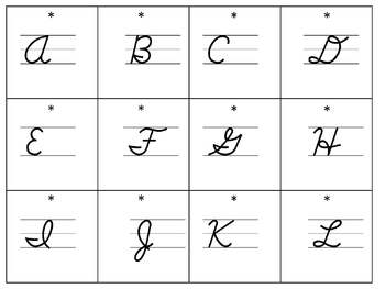 Cursive Flashcard Matching Game ABC Captial and Lower Case by Sandra Hull